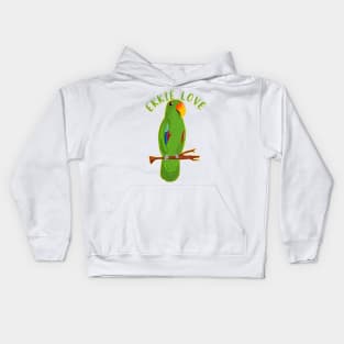 Ekkie Love Cute Green Eclectus Parrot for parrot lovers Kids Hoodie